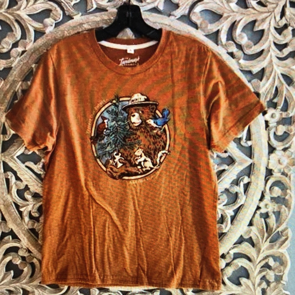 Rust Graphic Tee with Bear Design